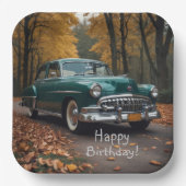 Antikes grünes Auto Pappteller (Vorderseite)