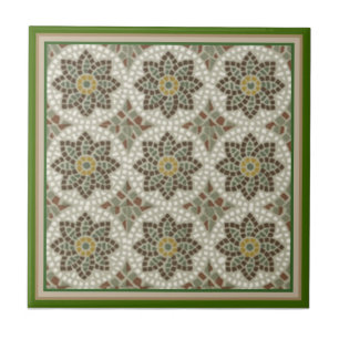 Antikes grünes Blumenmosaik-Kachel Fliese