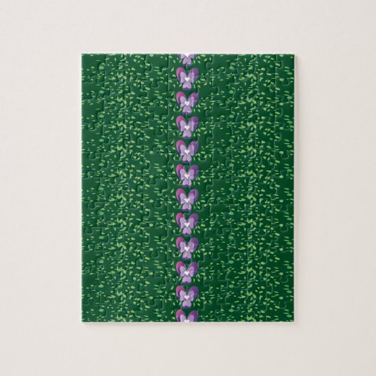 Antikes grünes Blumenmuster mit Veilchen Tapetenmu Puzzle (Vertikal)