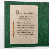 Antikes Grünes Buchmärchen Hochzeitsfest Foto Dreifach Gefaltete Einladung (Innen Erste Seite)