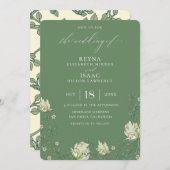 Antikes Grünes Englisch Ivy Hochzeit Einladung (Vorne/Hinten)