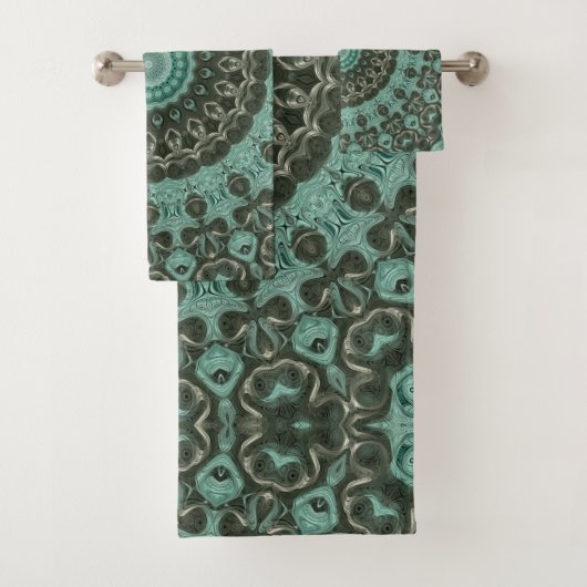 Antikes grünes Mandala-Musterdesign Badhandtuch Set (Insitu)