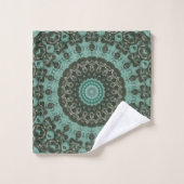 Antikes grünes Mandala-Musterdesign Badhandtuch Set (Waschlappen)