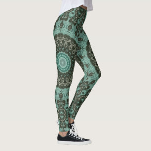 Antikes grünes Mandala-Musterdesign Leggings