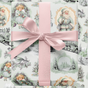 Antikes grünes Viktorianisches Weihnachtswackelpap Geschenkpapier