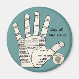 Antikes Handdiagramm zur Handlesekunst: Chiromanti Magnet