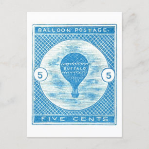 Antikes Heißluftballon-Postwertzeichen Postkarte