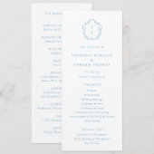 Antikes hellblaues Monogramm-Wappen-Hochzeitsprogr Programm (Vorne/Hinten)