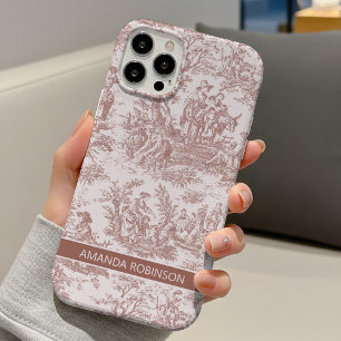 Antikes hellbraunes französisches Toile de Jouy iPhone 16 Hülle