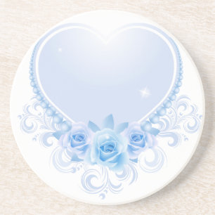 Antikes Herz und Rosen Blau Untersetzer