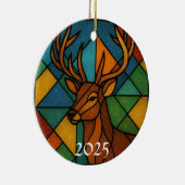 Antikes Hirsch-Buntglasdesign Keramik Ornament (Rechts)