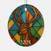 Antikes Hirsch-Buntglasdesign Keramik Ornament (Links)
