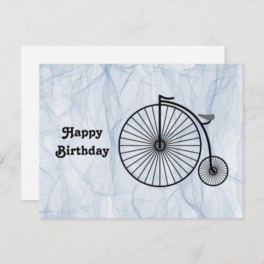 Antikes Hoch-Rad zum Geburtstag Postkarte (Vorne/Hinten)