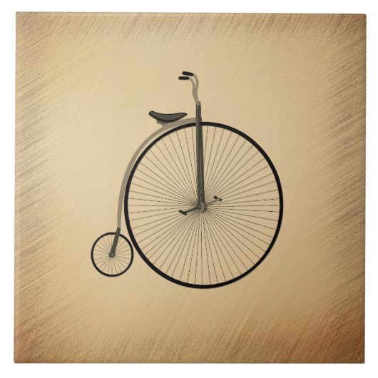 Antikes Hochrad-Fahrrad im rustikalen Stil Fliese (Vorderseite)