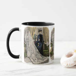 Antikes Hochzeits-Brautbild im viktorianischen Sti Tasse