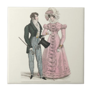 Antikes Hochzeitspaar 1823 Mann Frau Mode Fliese