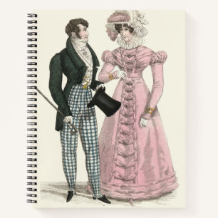 Antikes Hochzeitspaar 1823 Mann Frau Mode Notizblock