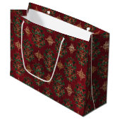 Antikes Holly-Damaskmuster Große Geschenktüte (Vorderseite Schrägansicht)