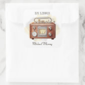 Antikes Holz Radio Buchzeichen Quadratischer Aufkleber (Tasche)