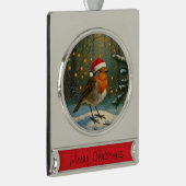 Antikes Holz Robin Weihnachtsschmuck Banner-Ornament Silber (Rechts)