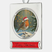 Antikes Holz Robin Weihnachtsschmuck Banner-Ornament Silber (Links)