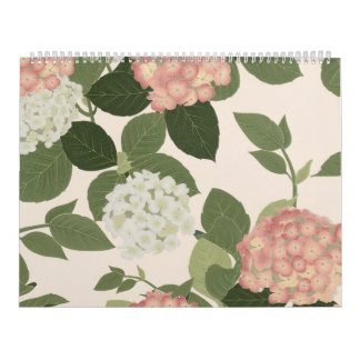 Antikes Hortensien-Blumenmuster Kalender