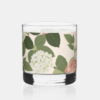 Antikes Hortensien-Blumenmuster Whiskyglas