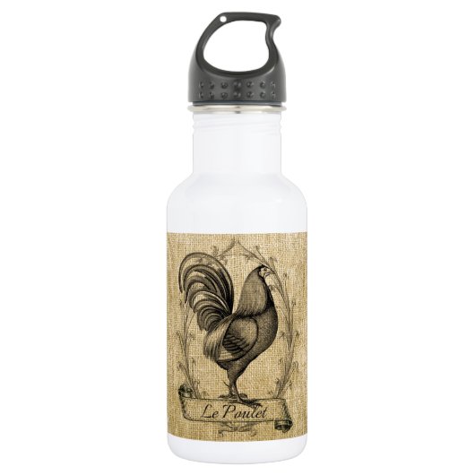 Antikes Hühner-Burlap Trinkflasche (Vorderseite)