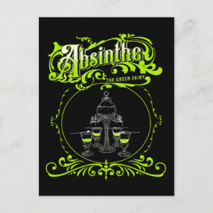 Antikes illustriertes Absinth-Set Postkarte