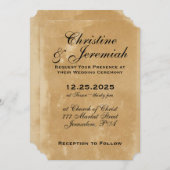 Antikes Imitat Perchment Textur Einfache Hochzeit Einladung (Vorne/Hinten)