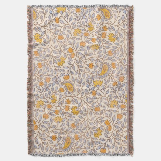 Antikes indisches Blockdruck-Blumenmuster Decke (Vorderseite Vertikal)