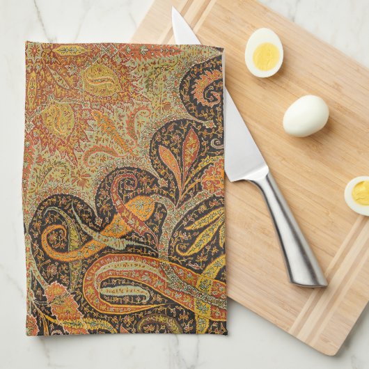 Antikes indisches Boteh Muster Geschirrtuch (Viertel Falte)