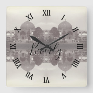 Antikes Iran Isfahan Schah-Moschee Quadratische Wanduhr