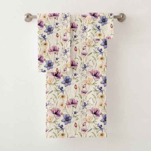 Antikes Iris-Blumenmuster Badhandtuch Set (Insitu)
