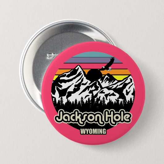 Antikes Jackson Hole Wyoming Button (Vorne & Hinten)