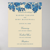 Antikes japanisches Blue Cherry Blossom Empfang Poster (Vorne)