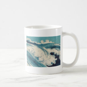 Antikes japanisches Holzblockdruck-Blauer-Ozean-We Kaffeetasse