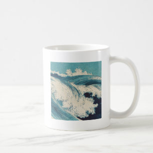 Antikes japanisches Holzblockdruck-Blauer-Ozean-We Kaffeetasse