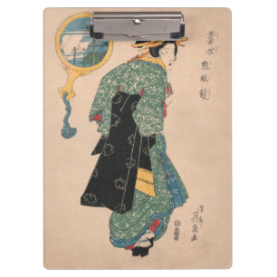 Antikes japanisches Kimono-Frauen-Ukiyo-e-Holzschn Klemmbrett