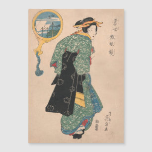 Antikes japanisches Kimono-Frauen-Ukiyo-e-Holzschn Magnetkarte