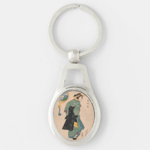 Antikes japanisches Kimono-Frauen-Ukiyo-e-Holzschn Schlüsselanhänger