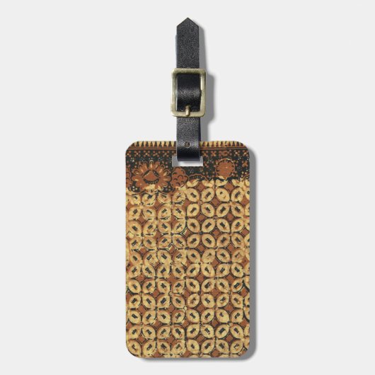 Antikes Kaffeebohnen-Geometrisches Batikmuster Gepäckanhänger (Vorderseite vertikal)
