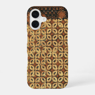 Antikes Kaffeebohnen-Geometrisches Batikmuster iPhone 16 Hülle