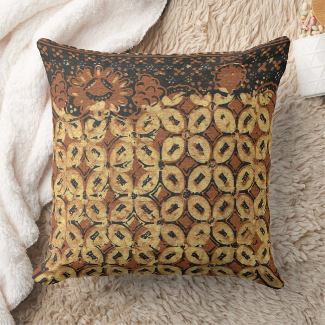 Antikes Kaffeebohnen-Geometrisches Batikmuster Kissen (Decke)