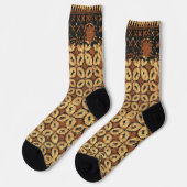 Antikes Kaffeebohnen-Geometrisches Batikmuster Socken (Linkes Detail)