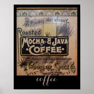Antikes Kaffeegebäckposter in Braun Poster