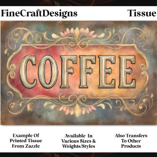 Antikes Kaffeeschild DQ1 Decoupage Stil Seidenpapier