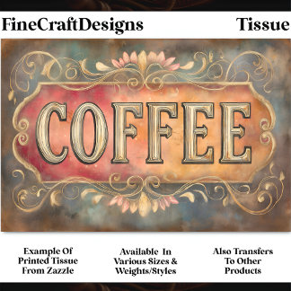 Antikes Kaffeeschild DQ1 Decoupage Stil Seidenpapier