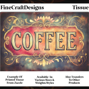Antikes Kaffeeschild DQ1F Decoupage Seidenpapier