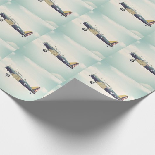 Antikes Kämpfer-Flugzeug Geschenkpapier (Ecke)